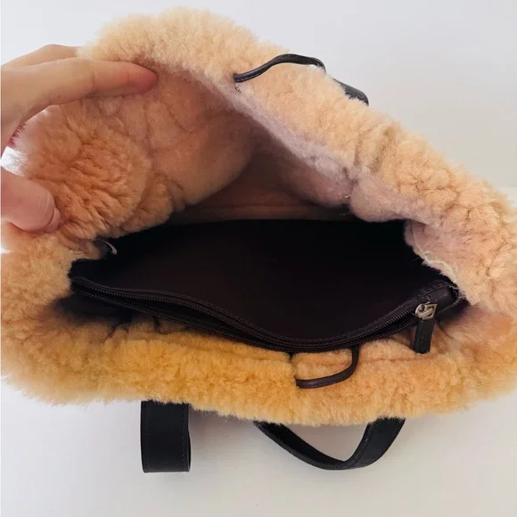 UGG Light Pink and Dark Brown Shearling small Tote - Picture 2 of 3